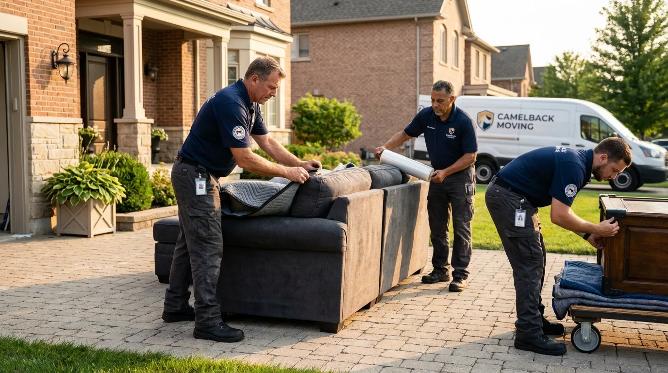 Large estate moving crew wrapping furniture in Lempster, NH